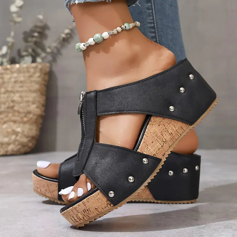 Womens Stylish Wedge Summer Slide Sandals