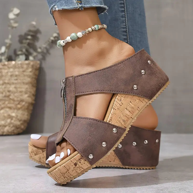 Womens Stylish Wedge Summer Slide Sandals