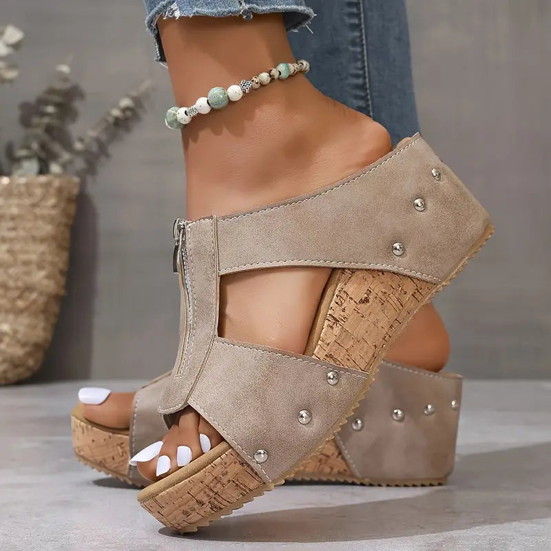 Womens Stylish Wedge Summer Slide Sandals