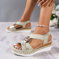 Snake Print Platform Sandals Women 2025 Summer Metal Decoration Wedges Sandalias Mujer Comfort Casual Med Heels Gladiator Shoes